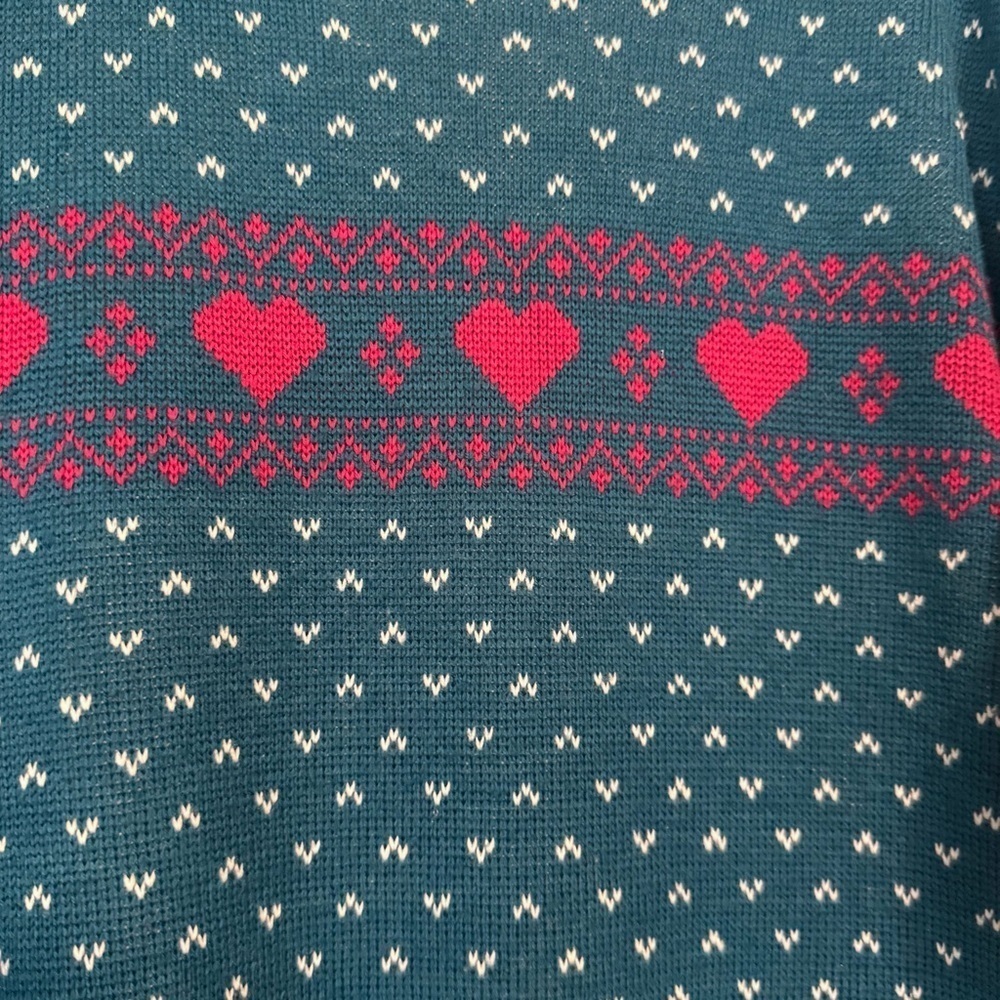 Rocky Retro Style Heart Printed Wool Blend Knit Sweater - Picture 4 of 8